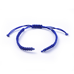 Bleu Moyen  Cordon tressé en nylon pour la fabrication de bracelets de bricolage, bleu moyen, 100~110x5x2mm, Trou: 2~4mm