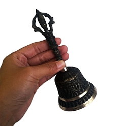 Bronze Antique Mini cloches d’autel en laiton pour les fournitures d’autel wiccan de sorcellerie, Cloches à main polyvalentes pour alarme artisanale, école, église, salle de classe, bar, bronze antique, 70x160mm