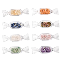Mixed Stone 1360Pcs 8 Styles Natural Mixed Stone Chip Beads, No Hole/Undrilled, with Clear Plastic Candy Box, 2~8x2~4mm, about 170pcs/style