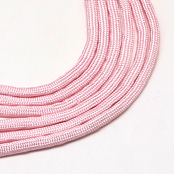 Pink 7 âmes intérieures cordes en polyester et spandex, couleur unie, pour la fabrication de bracelets en corde, rose, 4~5mm, environ 109.36 yards (100m)/paquet, 420~500g / bundle
