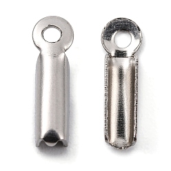 Stainless Steel Color 201 Stainless Steel Fold Over Crimp Cord Ends, Oval, Stainless Steel Color, 11x3x2.5mm, Hole: 1mm