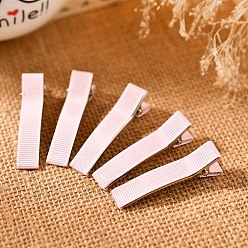 White Alloy Alligator Hair Clip, with Wrap Cloth, Hair Accessories for Girls, Rectangle, White, 48x8mm, about 95~100pcs/bag