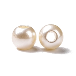 Белый Пластиковые бусины abs, круглые, белые, 10x8.5 мм, отверстие : 4 мм