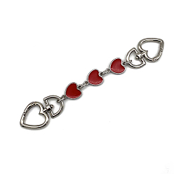 Dark Red Alloy Enamel Heart Bag Strap Extenders, with Swivel Clasps, for Bag Replacement Accessories, Platinum, Dark Red, 17cm