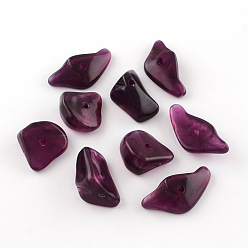 Púrpura Los granos de acrílico piedras preciosas de imitación de chips, púrpura, 19~28x14~19x6~13 mm, Agujero: 2 mm, sobre 310 unidades / 500 g
