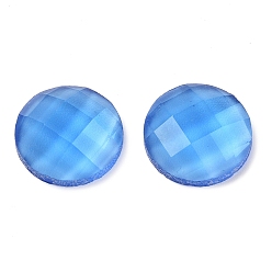 Aciano Azul Cabuchones de cristal, facetados, semicírculo, azul aciano, 12x4 mm
