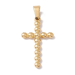 Golden Ion Plating(IP) 304 Stainless Steel Pendants, Cross Charms, Golden, 33x18x3mm, Hole: 4x7.5mm