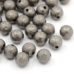 Gunmetal Brass Textured Beads, Round, Nickel Free, Gunmetal, 8mm, Hole: 1.5~2mm