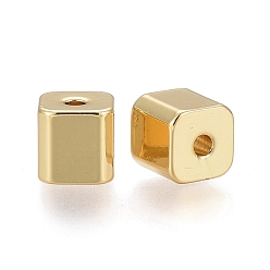 Real 18K Gold Plated Brass Spacer Beads, Long-Lasting Plated, Cube, Real 18K Gold Plated, 5x5x5mm, Hole: 1mm