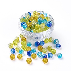 Mixed Color 5 Colors Spray Painted & Baking Painted Crackle Glass Beads, Round, Mixed Color, 8mm, Hole: 1.3~1.6mm