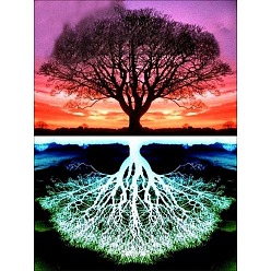 Colorful Fancy Tree Sunset Glow Reflection Scenery DIY Diamond Painting Kit, Including Resin Rhinestones Bag, Diamond Sticky Pen, Tray Plate and Glue Clay, Colorful, 400x300mm