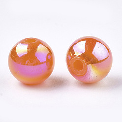 OrangeRed Des perles en plastique, de couleur plaquée ab , ronde, orange foncé, 8mm, trou: 1.8 mm, 2000 pcs / 500 g