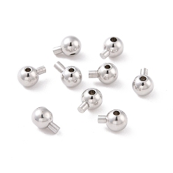 Platinum Rhodium Plated 925 Sterling Silver Stopper Beads, Round, Platinum, 4x3mm, Hole: 0.8mm, Pin: 1mm