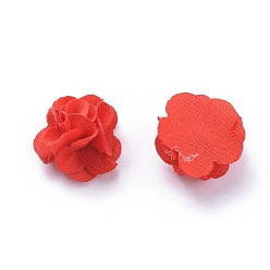 Red Handmade Polyester Woven Costume Accessories, Flower, Red, 20x9mm