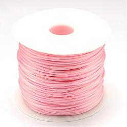 Pink Hilo de nylon, cordón de satén de cola de rata, rosa, 1.5 mm, aproximadamente 49.21 yardas (45 m) / rollo