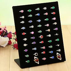 Black Velvet Finger Ring Display Stands, Jewelry Display Rack, L-Shaped, Rectangle, Black, 20.3x9.7x25.3cm