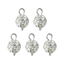Crystal Polymer Clay Rhinestone Connector Charms, Round Links with Stainless Steel Color Plated 304 Stainless Steel Double Loops, Crystal, 14.5x8mm, Hole: 2mm