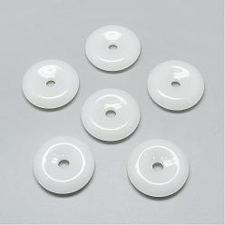 White Resin Pendants, Donut/Pi Disc, White, 25x6mm, Hole: 5mm