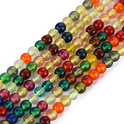 Coloré Chapelets de perles en verre, ronde, colorées, 2mm, Trou: 0.6mm, Environ 185~206 pcs/chapelet, 14.37~14.76 pouce (36.5~37.5 cm)