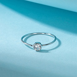 Платинированный 925 тонкие кольца из стерлингового серебра с родиевым покрытием, женское кольцо с камнем из кубического циркония, с печатью s925, Реальная платина, 1~4.5 мм, размер США 7 (17.3 мм)