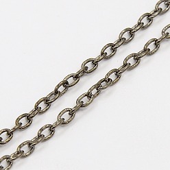 Gunmetal Iron Cable Chains, Unwelded, Oval, Gunmetal, with Spool, 4x3x1mm, about 328.08 Feet(100m)/roll
