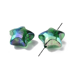 Verde Cuentas de acrílico iridiscente arcoíris chapadas en uv, estrella, verde, 18.5x19.5x10.5 mm, agujero: 2.9 mm