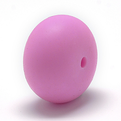 Rose Chaud Perles de silicone écologiques de qualité alimentaire, perles à mâcher pour les jouets de dentition, Diy soins infirmiers colliers faisant, rondelle, rose chaud, 14x8mm, Trou: 3mm