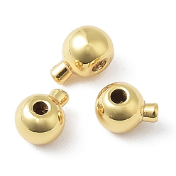 Real 18K Gold Plated Rack Plating Brass Crimp Beads, Lead Free & Cadmium Free, Long-Lasting Plated, Round, Real 18K Gold Plated, 4.5x3.5x3mm, Hole: 1mm