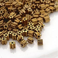 Golden Plated Grade A Glass Seed Beads, Flower, Golden Plated, 3.5x3.5~4mm, Hole: 1mm