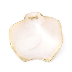 Creamy White Alloy Enamel Pendants, Flower Petal Shape, Creamy White, 22x20x4mm, Hole: 1.5mm