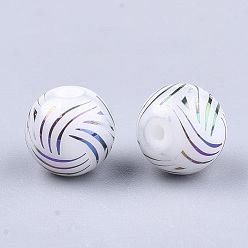 Colorful Electroplate Glass Beads, Round, Colorful, 8~8.5mm, Hole: 1.5mm
