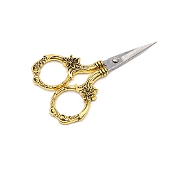 Античное Золото Ножницы для цветов из нержавеющей стали, ножницы для вышивания, швейные ножницы, с ручкой из цинкового сплава, античное золото , 90 мм