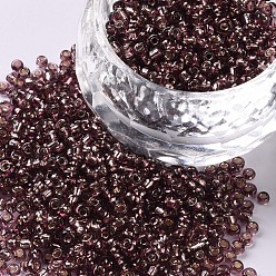 Rosy Brown 8/0 Glass Seed Beads, Silver Lined Round Hole, Round, Rosy Brown, 3mm, Hole: 1mm, about 10000 beads/pound