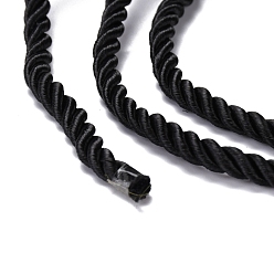 Noir Polyester cordon, cordon torsadé, noir, 5mm, environ 97~100 m / paquet