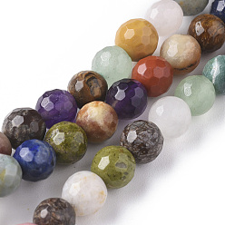 Смешанные камни Природных драгоценных камней смешанного бисер нитей, граненые, круглые, 6 мм, отверстие : 0.8 мм, около 63 шт / нитка, 15.35 дюйм (39 см)