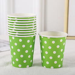 Lime Green Polka Dot Pattern Disposable Party Paper Cups, for Birthday Party Supplies, Lime Green, 75x85mm