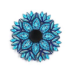 Bleu Dodger 5d bricolage diamant peinture mandala bout des doigts gyro spinner kits, y compris pendentif en cristal, strass de résine, stylo, plateau & colle argile, Dodger bleu, 90x90mm