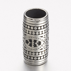 Antique Silver 304 Stainless Steel Beads, Column, Antique Silver, 23.5x12mm, Hole: 9mm