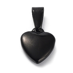 Black Ion Plating(IP) 304 Stainless Steel Pendants, Puffed Heart, Black, 13x11x4mm, Hole: 3x7.5mm