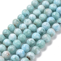 Larimar Brins de perles rondes en larimar naturel, classe ab, 6~7mm, Trou: 0.7mm, Environ 62~66 pcs/chapelet, 15.63~15.83'' (39.7 cm ~ 40.2 cm)
