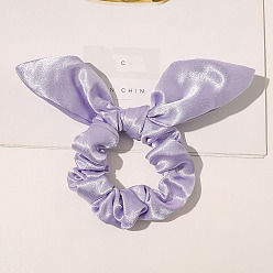 Medium Purple Rabbit Ear Polyester Elastic Hair Accessories, for Girls or Women, Changeant Fabric Scrunchie/Scrunchy Hair Ties, Medium Purple, 80mm