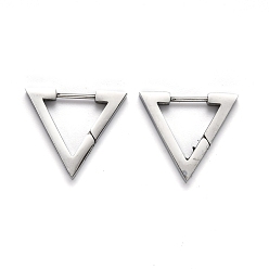 Stainless Steel Color 304 Stainless Steel Triangle Huggie Hoop Earrings, Stainless Steel Color, 18.5x21x3mm, Pin: 1mm