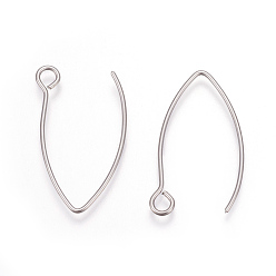 Stainless Steel Color 304 Stainless Steel Earring Hooks, Ear Wire, with Horizontal Loop, Stainless Steel Color, 26x15.5mm, Hole: 2.5mm, 20 Gauge, Pin: 0.8mm