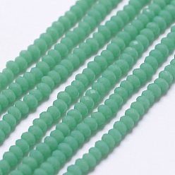 Medium Aquamarine Opaque Glass Beads Strands, Faceted, Rondelle, Medium Aquamarine, 2.5x1.5~2mm, Hole: 0.5mm, about 185~190pcs/strand, 13.7 inch~14.1 inch