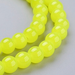 Зелено-Желтый Стеклянные бусины, имитация нефрита , окрашеные, круглые, зеленый желтый, 8 мм, отверстие : 1.3~1.6 мм, около 100 шт / нитка, 31.4 дюйм