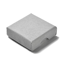 Gris Cajas de sistema de la joyería de cartón, con la esponja en el interior, plaza, gris, 5.05~5.1x5.1x1.67 cm