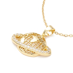Золотой Ожерелье с кулоном в виде планеты из прозрачного кубического циркония, 304 женские украшения из нержавеющей стали, золотые, 17.72 дюйм (45 см)