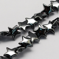 Black Non-magnetic Synthetic Hematite Beads Strands, Grade A, Star, Black, 6x6x3mm, Hole: 1mm