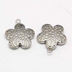 Stainless Steel Color 304 Stainless Steel Pendants, Flower, Stainless Steel Color, 22x20x4mm, Hole: 2mm