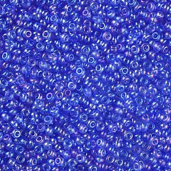 Bleu Bleuet 12/0 grader des perles de rocaille en verre rondes, couleurs transparentes arc, bleuet, 12/0, 2x1.5mm, Trou: 0.9mm, environ 30000 pcs / sachet 